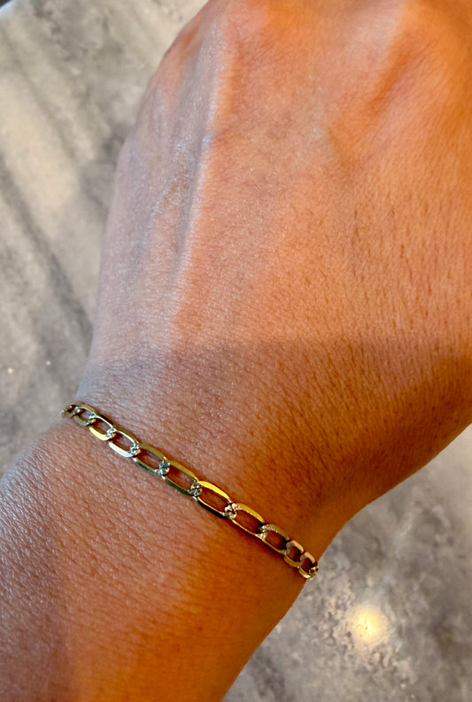 Luna Link Bracelet | Solid 14K Two-Tone Gold