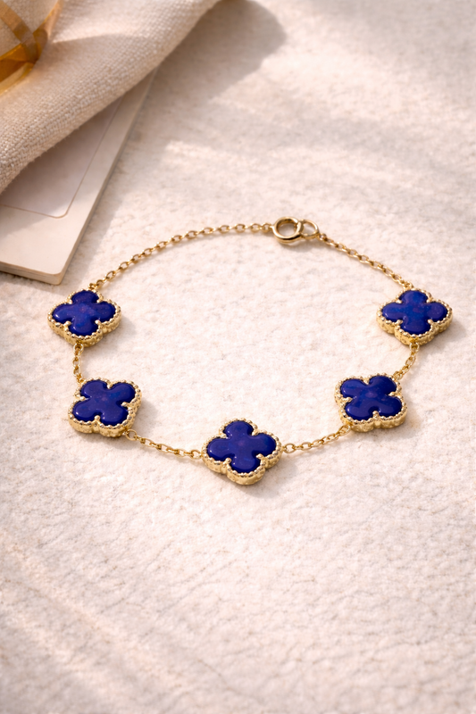 Azure Clover Bracelet | 14K Solid Gold