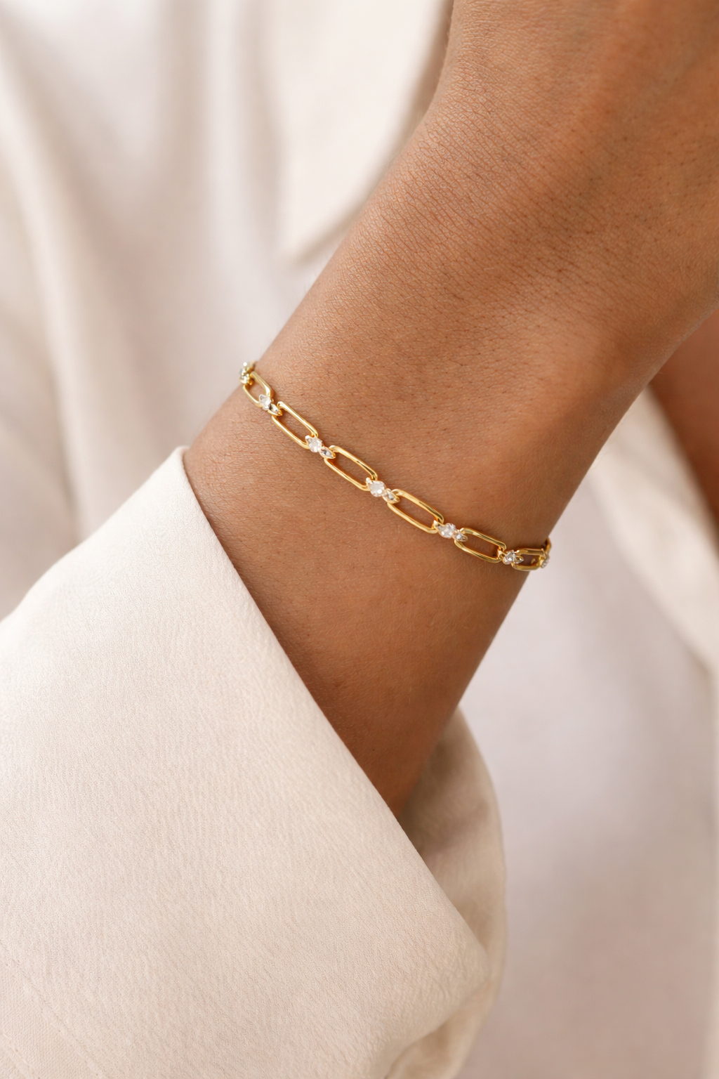 Luna Link Bracelet | Solid 14K Two-Tone Gold