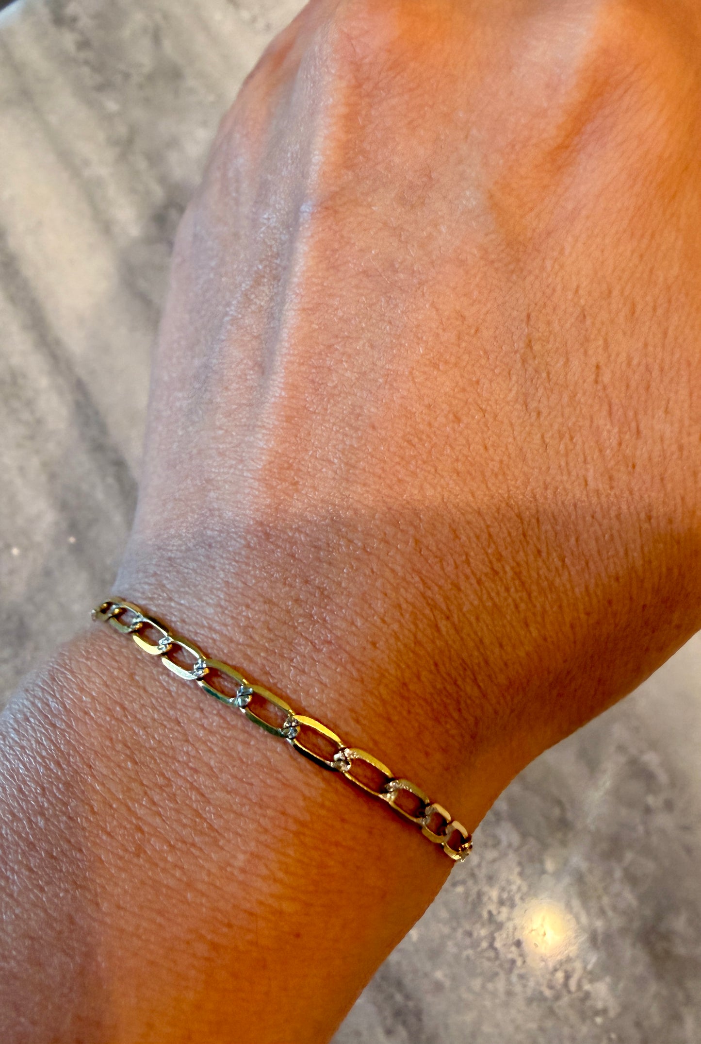 Luna Link Bracelet | Solid 14K Two-Tone Gold