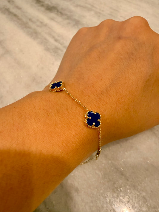 Azure Clover Bracelet | 14K Solid Gold